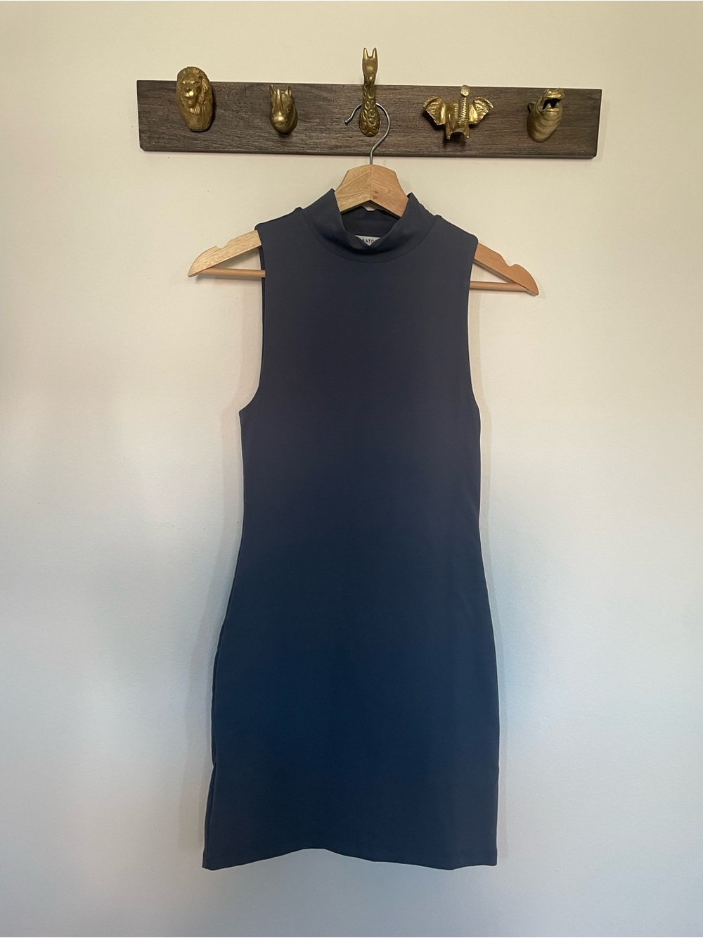 Aritzia Contour Blue Sleeveless Mock Neck Mini Dress